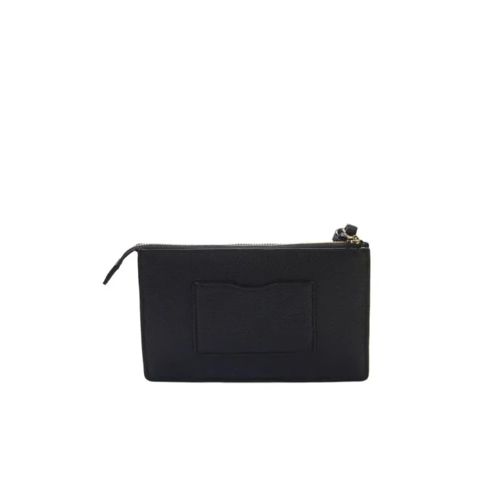 Kate Spade Womens Leather Striped Interior Zip Wristlet Black
